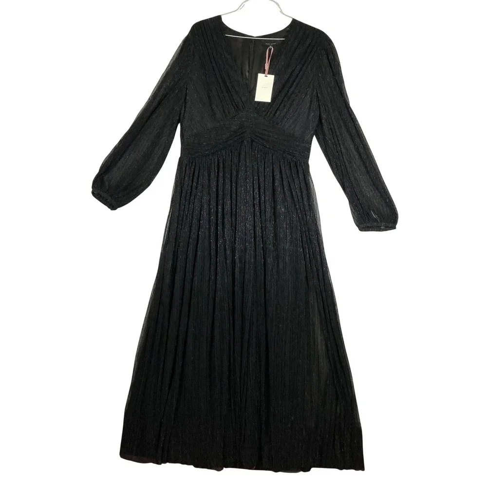 Alex Marie Womens Black V-Neck Long Sleeve Evening Dress Size 18 NEW - Picture 1 of 8